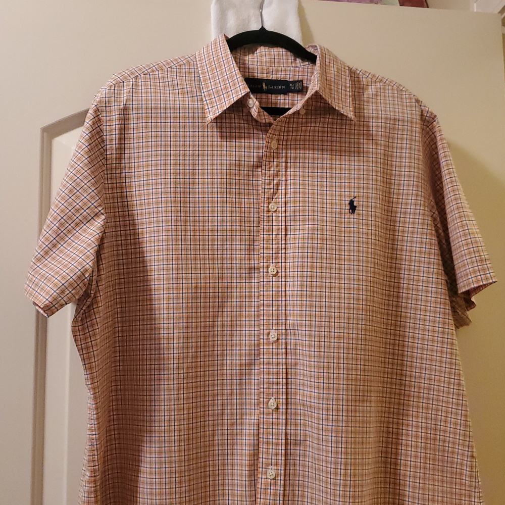Ralph Lauren Orange, Blue & Green Plaid Button-Down Shirt